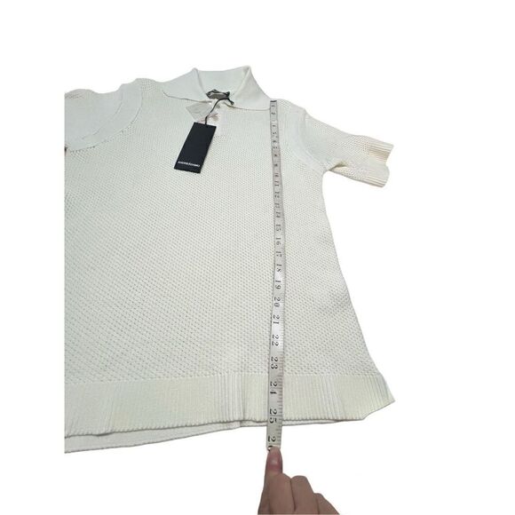 ANDREADAMO Womans Fish Net Polo Knit Sz S Ivory NWT - Picture 7 of 7